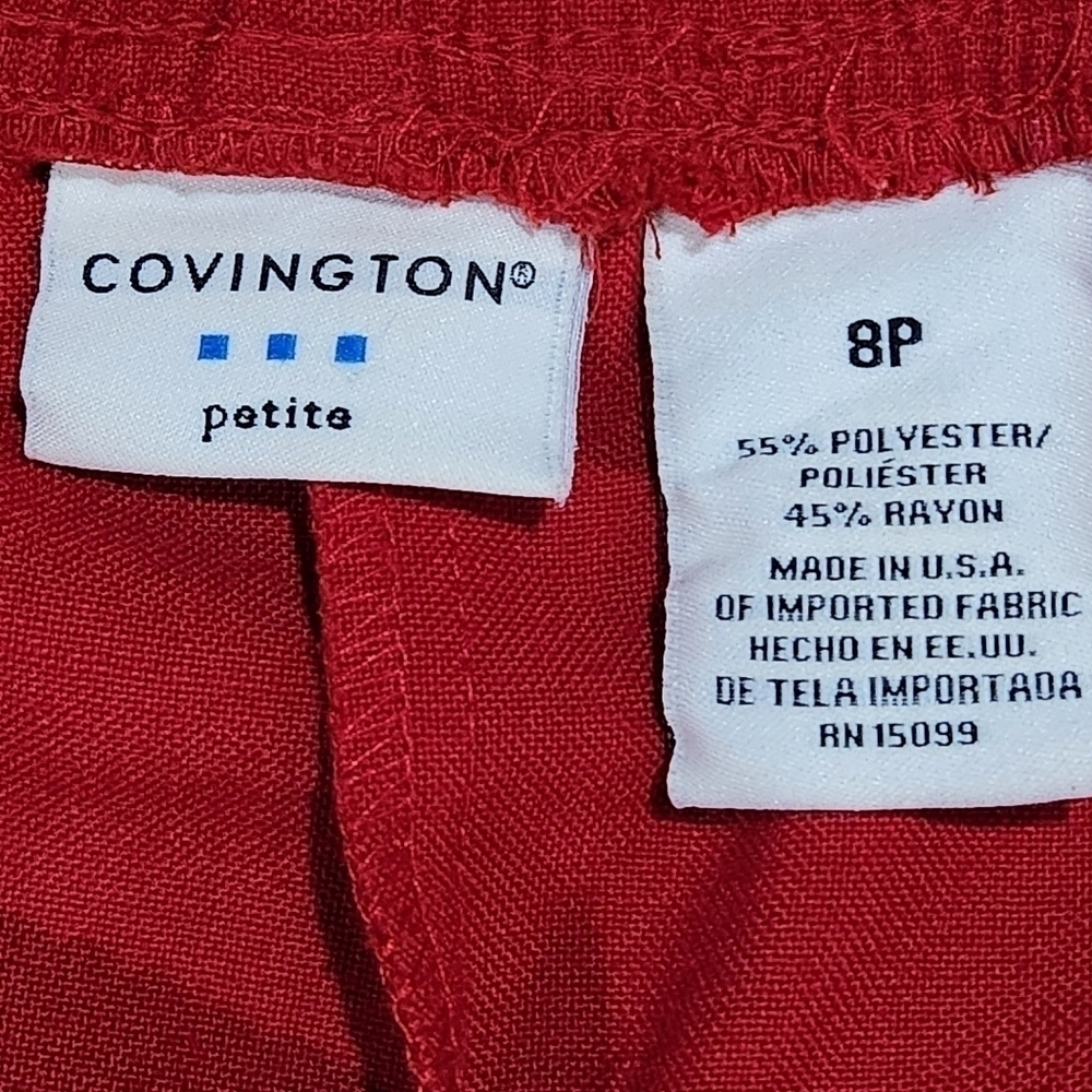 Covington Petite Red Crop Dress Pants with Pull-on Casing Waistband Size 8P - Picture 8 of 9